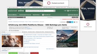 
                            11. Erfahrung mit DWS Plattform/Ebase - 500 Beiträge pro Seite ...