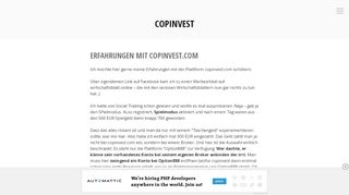 
                            2. Erfahrungen mit copinvest.com – copinvest - WordPress.com