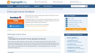 
                            7. Erfahrungen mit der DenizBank - Tagesgeld.org