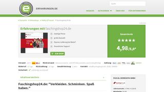 
                            10. Erfahrungen mit faschingshop24.de