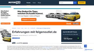 
                            12. Erfahrungen mit felgenoutlet.de : Audi A4 B6 & B7 - Motor-Talk