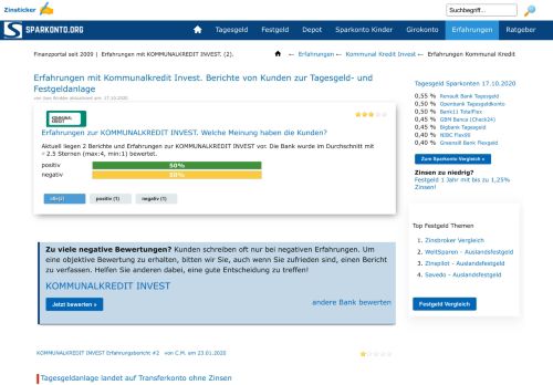 
                            6. Erfahrungen mit Kommunalkredit Invest - Sparkonto.org