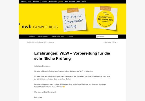 
                            5. Erfahrungen: WLW – Vorbereitung für die schriftliche Prüfung | NWB ...