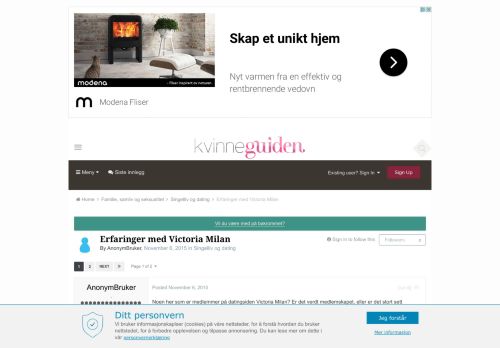 
                            7. Erfaringer med Victoria Milan - Singelliv og dating - Kvinneguiden ...