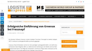 
                            11. Erfolgreiche Einführung von Greenax bei Fressnapf - Logistik Express