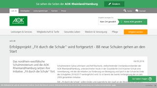 
                            2. Erfolgsprojekt „Fit durch die Schule“ wird fortgesetzt - 88 neue ... - AOK