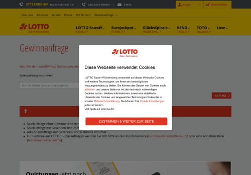 
                            9. Ergebnis Gewinnanfrage - LOTTO Baden-Württemberg