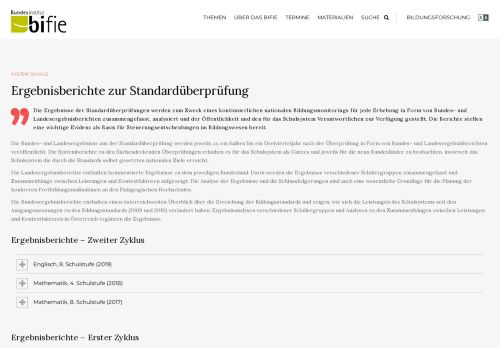 
                            12. Ergebnisberichte zur Standardüberprüfung | BIFIE – Bundesinstitut für ...