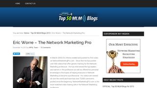 
                            13. Eric Worre – The Network Marketing Pro - Top 50 MLM Blogs