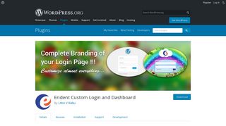 
                            8. Erident Custom Login and Dashboard | WordPress.org