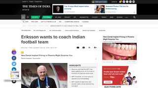 
                            11. Eriksson wants to coach Indian football team | Football News - Times ...