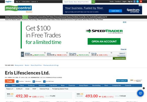 
                            13. Eris Lifesciences Ltd. Stock Price, Share Price, Live BSE/NSE, Eris ...