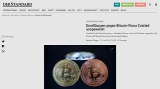 
                            11. Ermittlungen gegen Bitcoin-Firma Cointed ausgeweitet - derStandard
