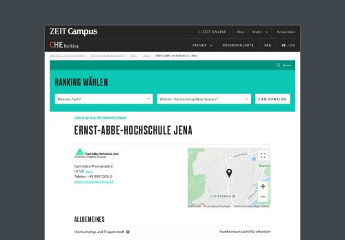 
                            5. Ernst-Abbe-Hochschule Jena | Informationen | ZEIT Campus
