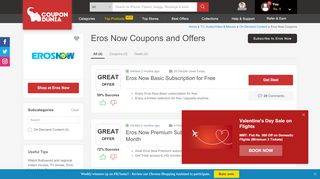 
                            6. Eros Now Coupons & Offers, February 2019 Promo Codes