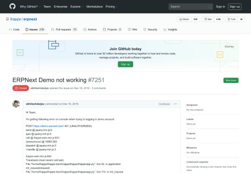 
                            6. ERPNext Demo not working · Issue #7251 · frappe/erpnext · GitHub