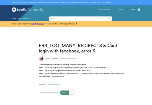 
                            8. ERR_TOO_MANY_REDIRECTS & Cant login with facebook,... - The ...