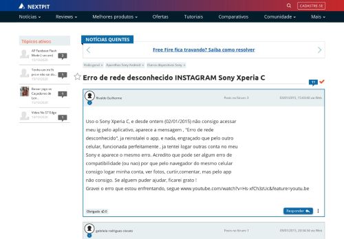 
                            13. Erro de rede desconhecido INSTAGRAM Sony Xperia C | Fórum AndroidPIT