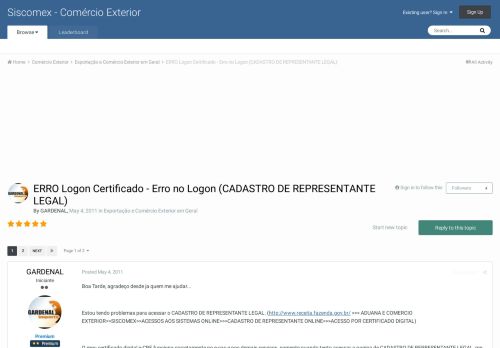 
                            7. ERRO Logon Certificado - Erro no Logon (CADASTRO DE ...