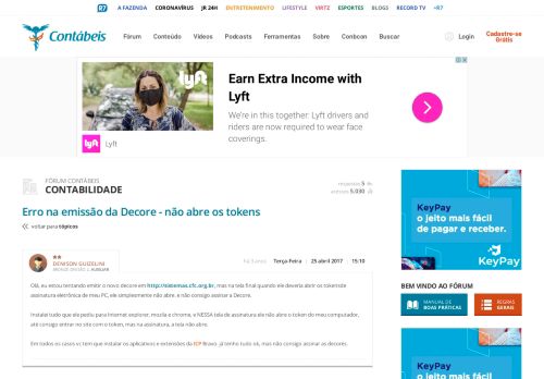
                            12. Erro na emissão da Decore - não abre os tokens - Portal Contábeis