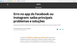 
                            12. Erro no app do Facebook ou Instagram: saiba principais problemas ...