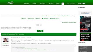
                            6. Erro Notice: undefined index do PHP [RESOLVIDO] [MySQL]