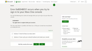 
                            3. Error 0x80048051 | Xbox One Sign-in Error - Xbox Support