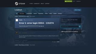 
                            2. Error 1: error login 0004 - 131074 :: Loadout Report Bugs and Crashes