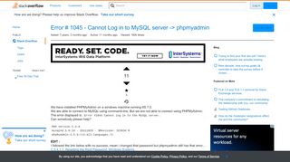 
                            13. Error # 1045 - Cannot Log in to MySQL server -> phpmyadmin - Stack ...