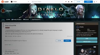 
                            9. Error 33 on PTR : Diablo - Reddit