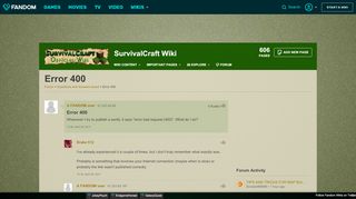 
                            6. Error 400 | SurvivalCraft Wiki | FANDOM powered by Wikia