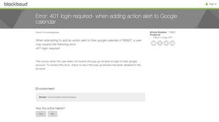
                            11. Error: 401 login required- when adding action alert to Google calendar