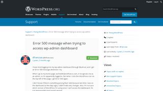 
                            7. Error 500 message when trying to access wp-admin dashboard ...