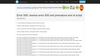 
                            12. Error 500: resolve error 500 and premature end of script - WPQuestions