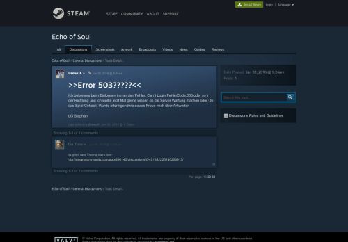 
                            1. Error 503?????<< :: Echo of Soul General ... - Steam Community