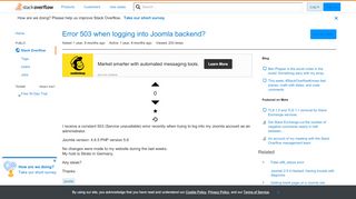 
                            5. Error 503 when logging into Joomla backend? - Stack Overflow