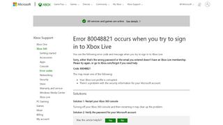 
                            5. Error 80048821 | Can't Sign in to Xbox Live - Xbox Support