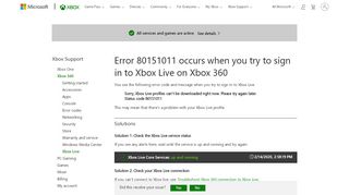 
                            7. Error 80151011 occurs when you try to sign in to Xbox Live on Xbox 360