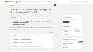 
                            9. Error 8015D002 | Xbox 360 Sign-In Error - Xbox Support