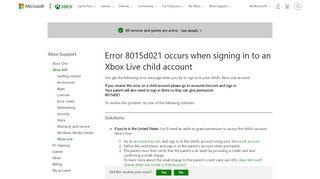 
                            8. Error 8015d021 | Xbox Live Sign-in Error | Child Account - Xbox Support