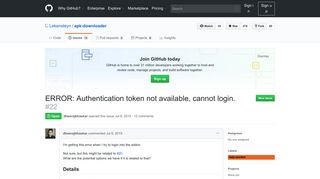 
                            1. ERROR: Authentication token not available, cannot login. · Issue #22 ...