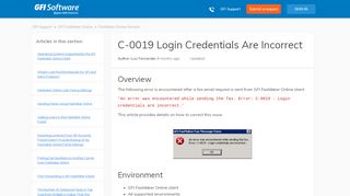 
                            10. Error: C-0019 - Login credentials are incorrect – GFI Support