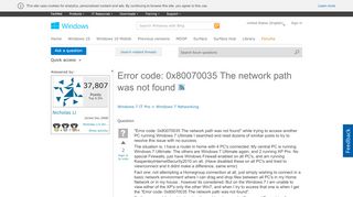 
                            3. Error code: 0x80070035 The network path was not found - Microsoft