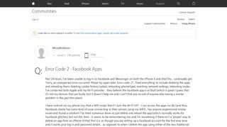 
                            6. Error Code 2 - Facebook Apps - Apple Community