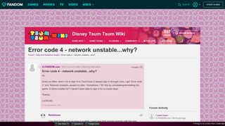 
                            2. Error code 4 - network unstable...why? | Disney Tsum Tsum Wiki ...