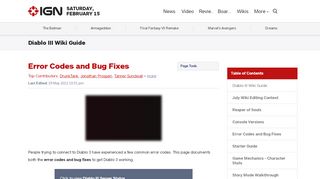 
                            11. Error Codes and Bug Fixes - Diablo III Wiki Guide - IGN