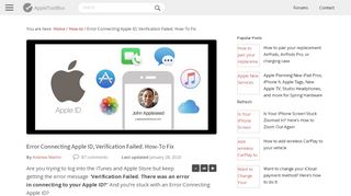 
                            9. Error Connecting Apple ID, Verification Failed. How-To Fix ...