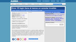 
                            4. Error: El login tiene al menos un caracter invalido - Alegsa