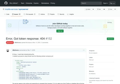 
                            10. Error, Got token response: 404 · Issue #152 · mozilla-services ... - GitHub