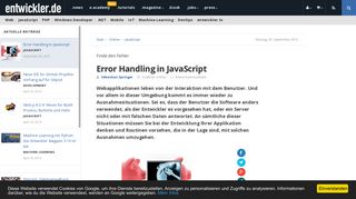 
                            9. Error Handling in JavaScript - entwickler.de